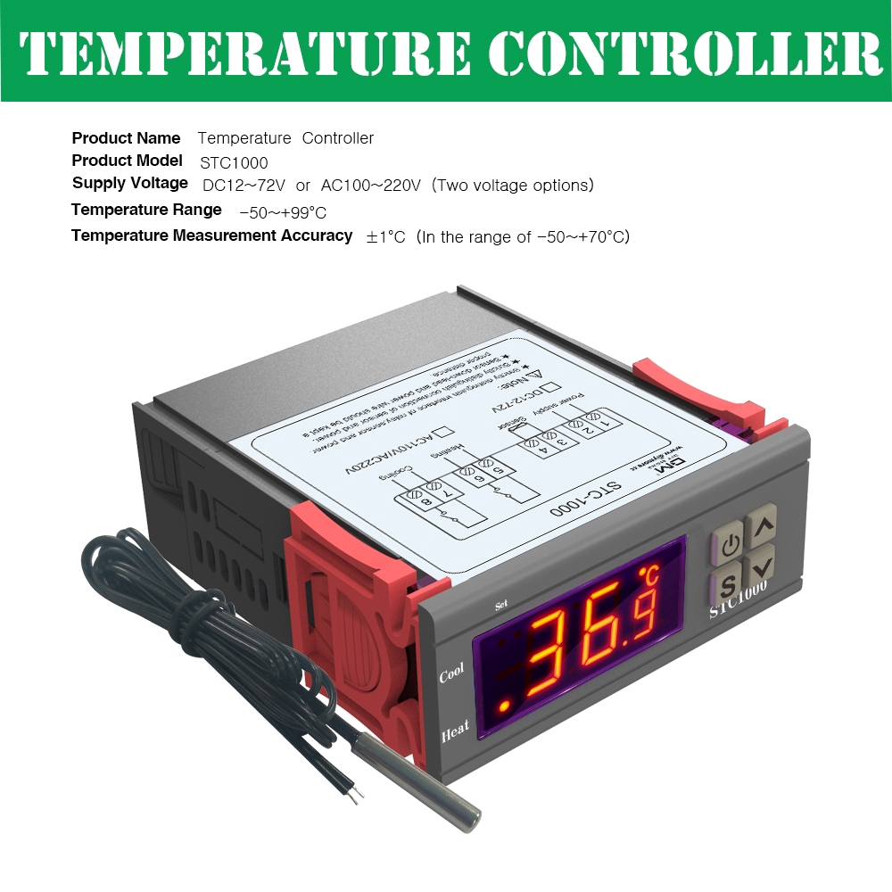 [IN STOCK/COD]STC1000  Digital Temperature Controller DC 12V 24V 12V-72V AC 110-220V Thermostat + Probe