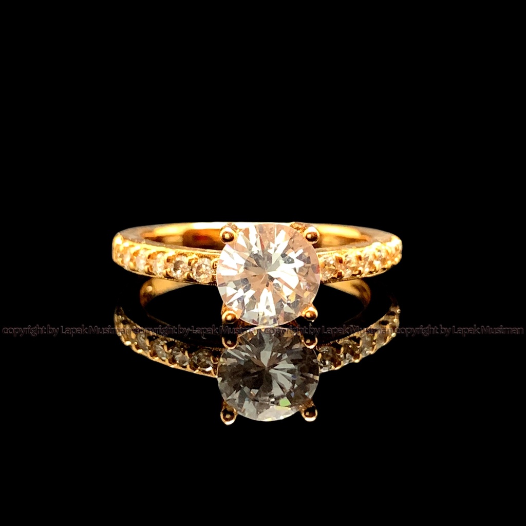 [Bayar di Tempat] Cincin Wanita Cewek Batu American Diamond Berlian Gold Emas Mewah