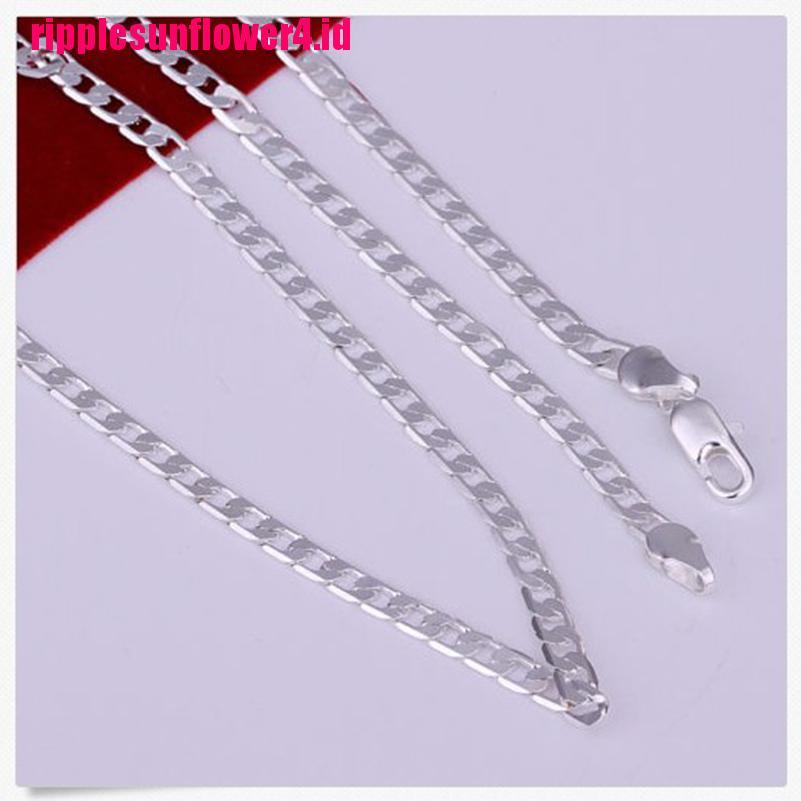 Kalung Rantai Flat Bahan Sterling Silver 925 Untuk Pria