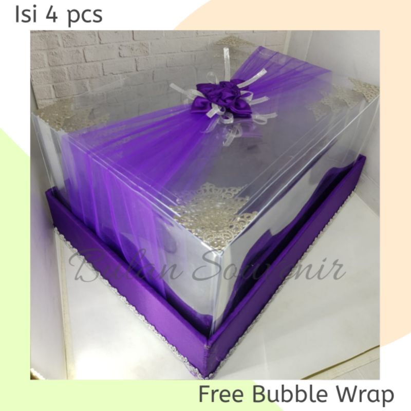 

Box/kotak hantaran Seserahan Mika Tile Ungu 1 Set Isi 4 Box -