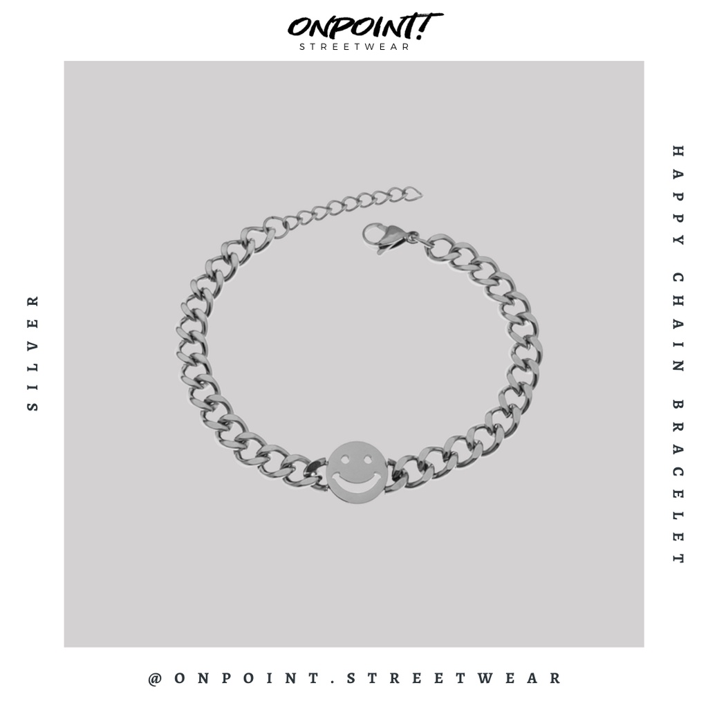 happy chain bracelet - gelang pria smile gelang rantai pria gelang pria aksesoris fashion gelang tan