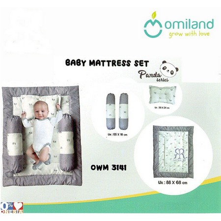 Set Matras Bayi + Bantal Guling Bayi Omiland Panda Series - OWM 3141