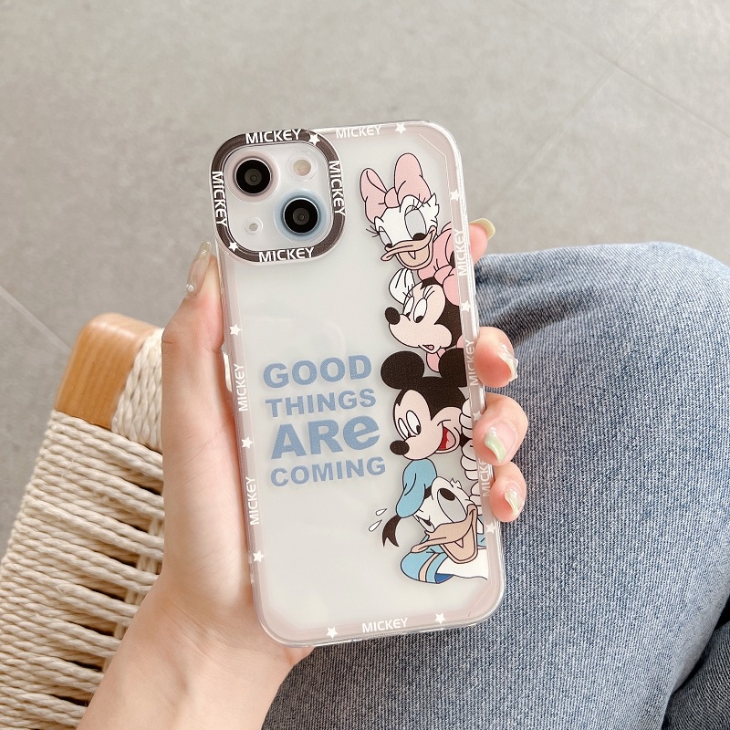 Soft Case Pelindung Transparan Motif Kartun Mickey Donald Duck Anti Jatuh Untuk iPhone 13 12 Pro MAX 11 X XR XS MAX 7 8 Plus