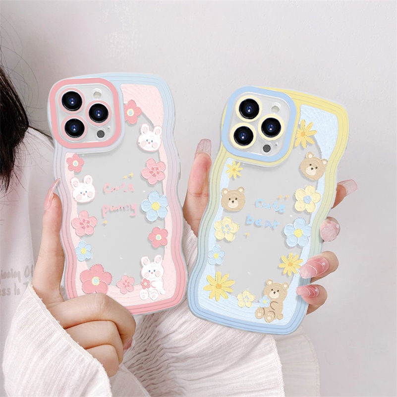 Soft Case Silikon Transparan Motif Beruang Untuk iPhone 14 13 12 11 Pro Max X Xr Xs Max 8 7 6 6s Plus