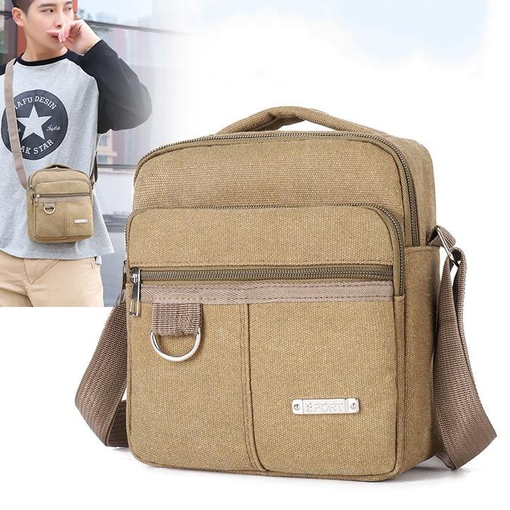 (MENARIK) TAS SELEMPANG PRIA IMPORT KEREN KANVAS COKLAT STEPHAN TA513C3 SLING BAG BAHU COWOK MURAH P