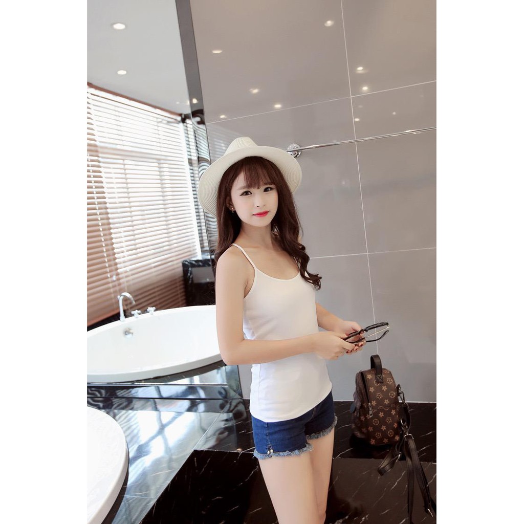 HUES.ID Tank Top Tali Wanita Polos Gaya Korea Import 4031