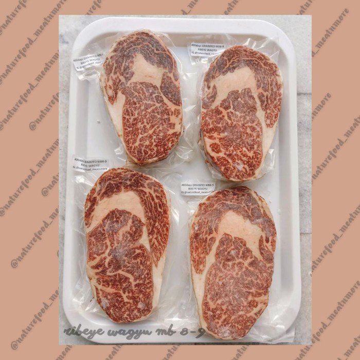 

NATUREFOOD DAGING STEAK RIBEYE MB 8-9 400 DAYS GRAINFED WAGYU BEEF
