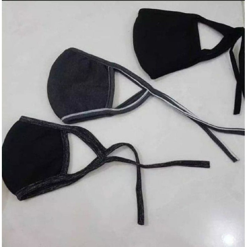 dijual masker kain katun tebal berlapis kualitas premium warna polos hitam termurah seindonesia