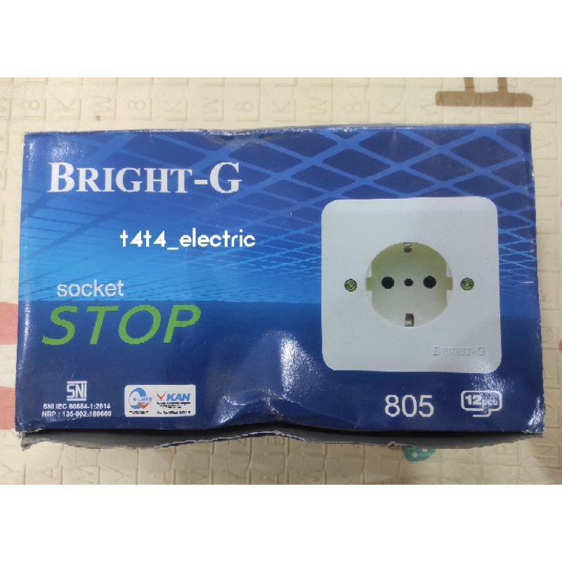 STOP KONTAK TANAM TEMBOK MERK BRIGHT G ( WARNA CREAM ) SNI