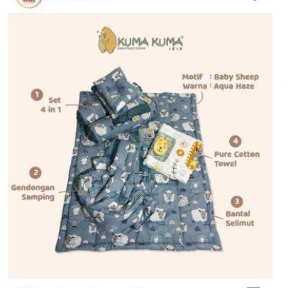Kuma Kuma Perlengkapan Bayi Set / Set 4 in 1 / Pure Cotton Towel / Bantal Selimut/ Gendongan Samping