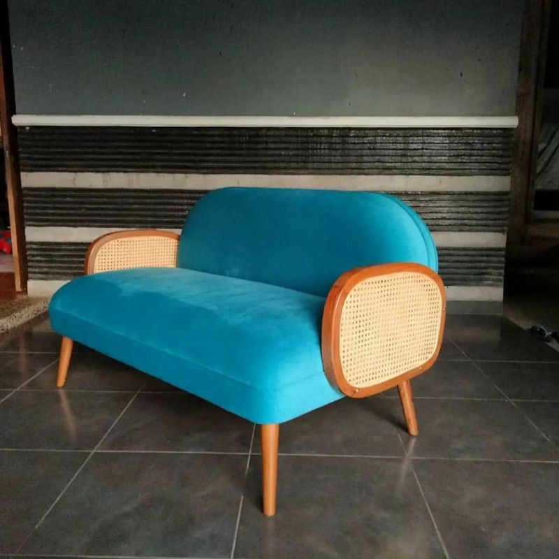 Sofa 2 Seater Aksen Rotan Cokayu