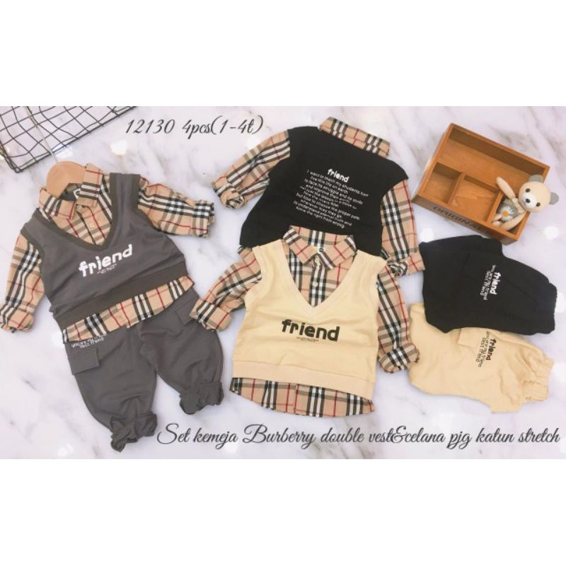 Setelan anak cowo import burberry panjang premium