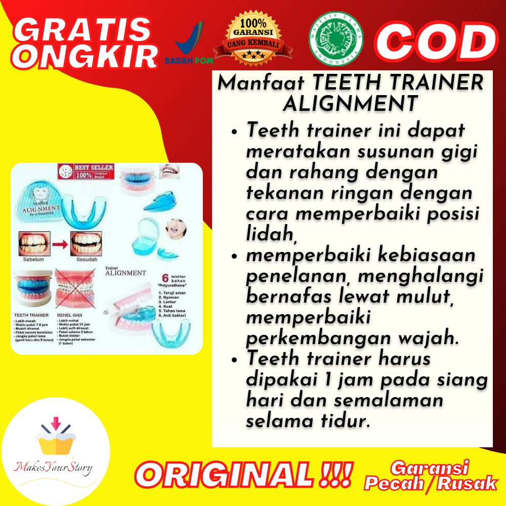 TEETH TRAINER ALIGNMENT BEHEL GIGI BEHEL LEPAS PASANG MURAH KARET BEHEL GIGI LEPAS PASANG