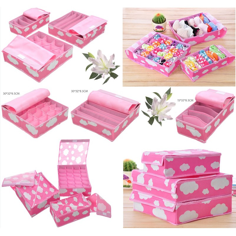 Underwear / Bra 3in1 Storage Box with Cover Set Box