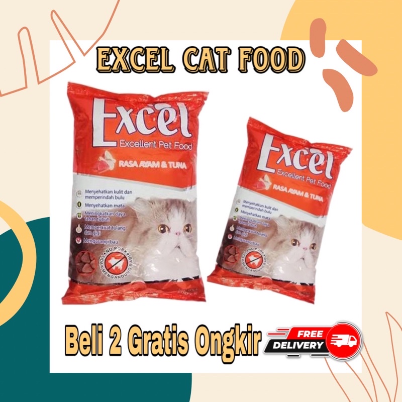 Makanan Kucing Excel Ayam dan Tuna 500gr Pakan Kucing Excel makanan kucing kering bentuk segitiga excel