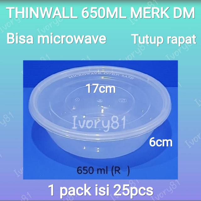 Thinwall food container 650ml / Kotak Makan Bening / Mangkok plastik / Mangkok Bening