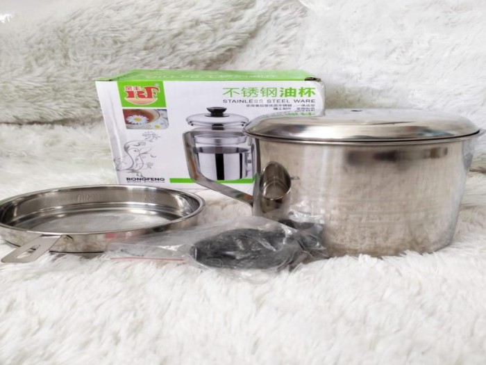 Oil Pot / Oilpot Stainless Steel Tempat Saringan Minyak 1,1ltr / 12cm