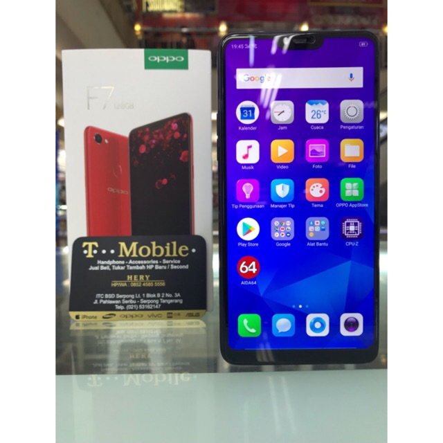 OPPO F7 Pro 6GB+128GB Diamond Black, Fullset Non Minus, Garansi Resmi