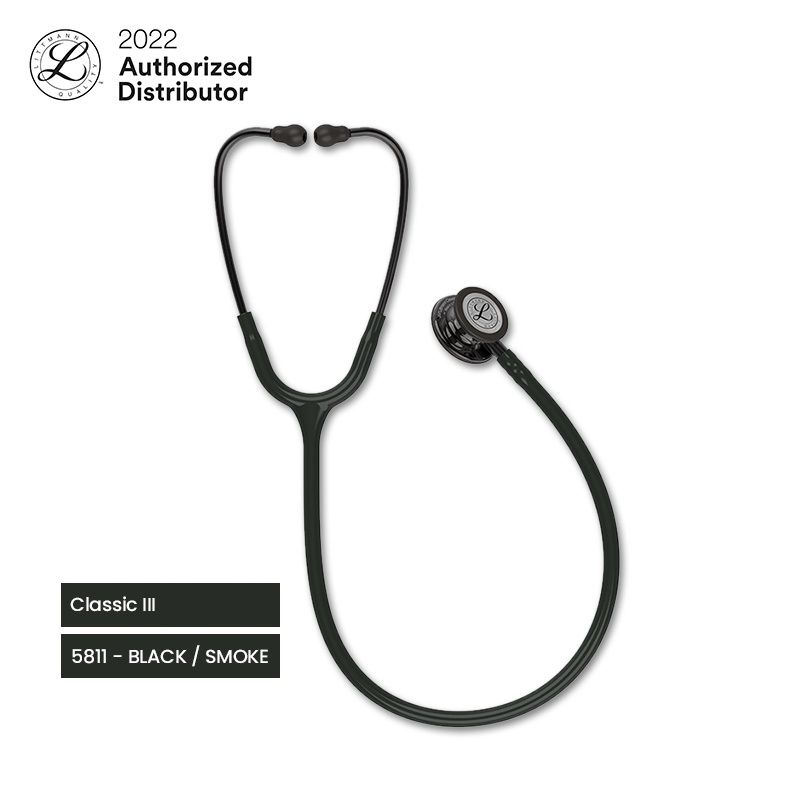 3M Littmann Classic III Stethoscope / Stetoskop - BLACK / SMOKE - 5811