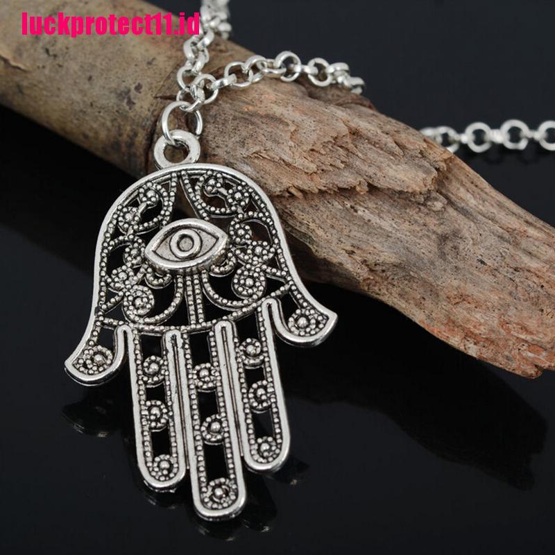 Kalung Rantai Dengan Liontin Tangan Hamsa Fatima Evil Eye Untuk Perlindungan Keberuntungan