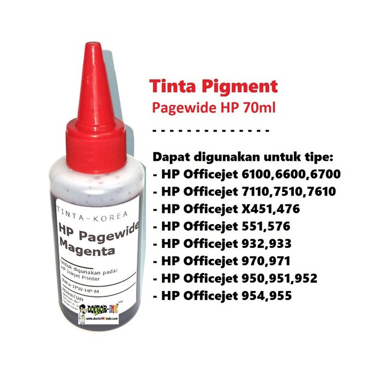 Tinta Refill HP Pigment Officejet 7110 - 7612 - 975 - 976 Magenta