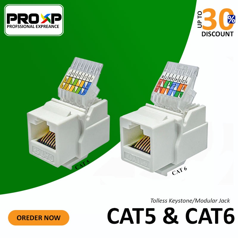 Jual PROXP Tolless Keystone Jack / Modular Jack CAT 5 & CAT 6 For RJ45 Indonesia