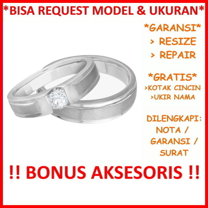 Gratis Ukir Nama Garansi Silver Asli Bisa Pesan Model Cincin Couple Perak Tunangan Mas Kawin Id570