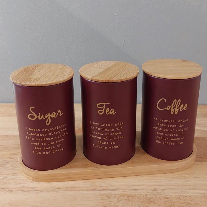 Set Toples tempat penyimpanan Teh Gula Kopi tea coffee sugar canister