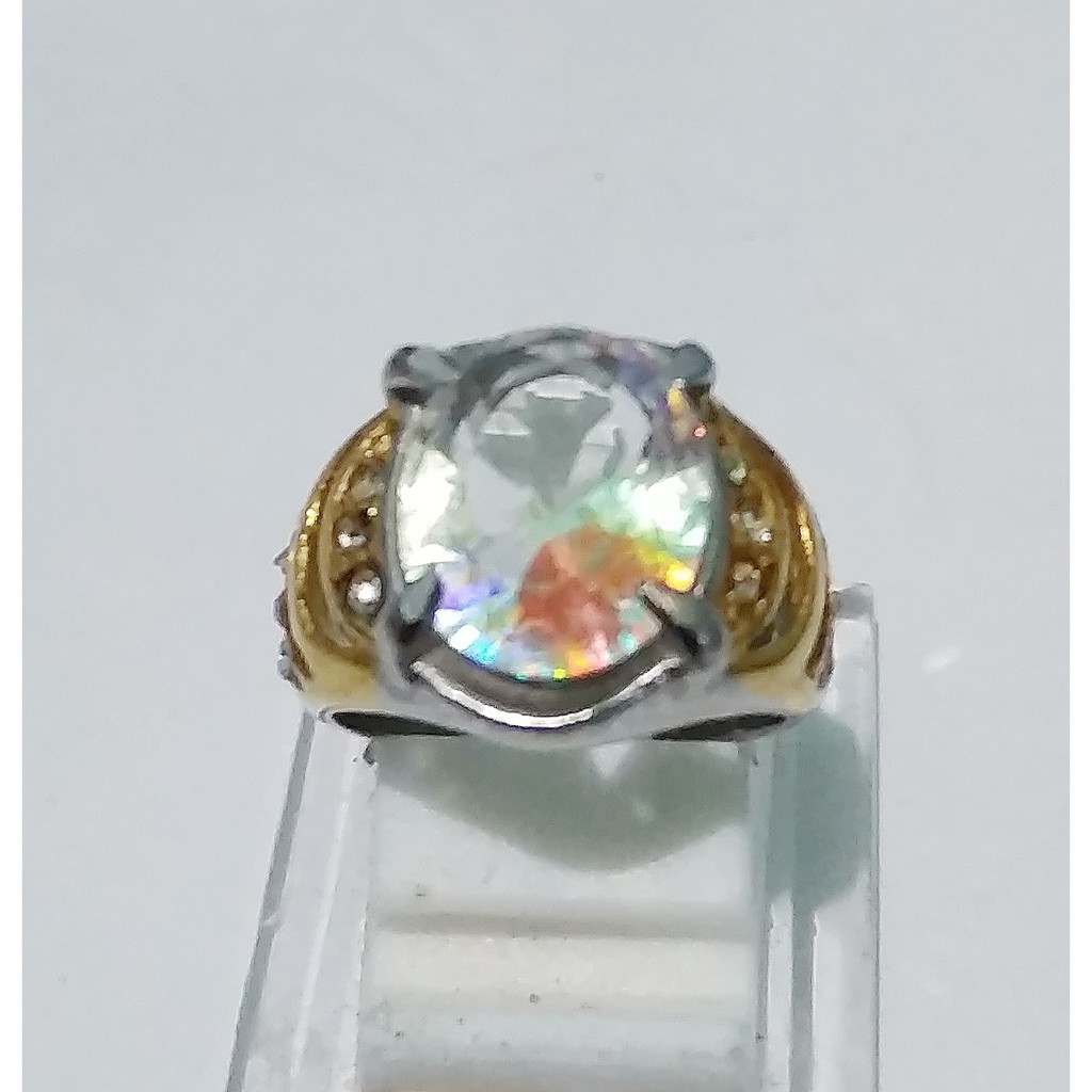 cincin batu akik kalimaya pelangi model wanita