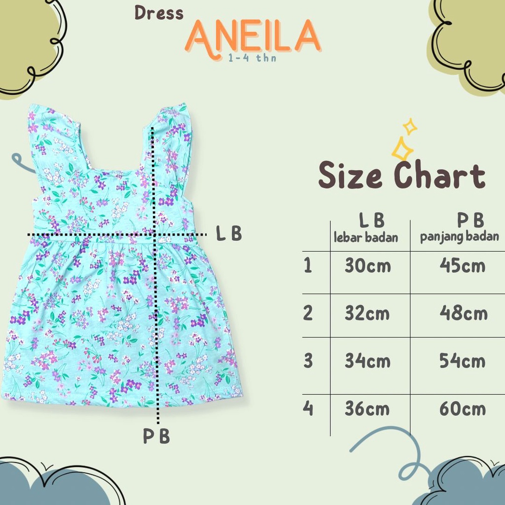 CALLYSTA DRESS ANEILA DRESS ANAK MOTIF LUCU PAKAIAN BAJU ANAK FASHION ANAK PEREMPUAN 1-4 TAHUN