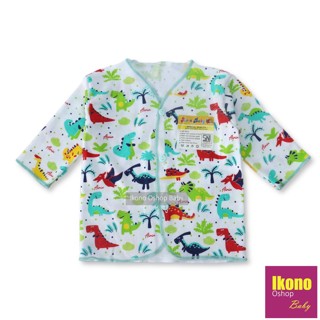 Ikono 3 Pcs Baju Bayi Newborn Lengan Panjang Putih Motif Printing Airin-2