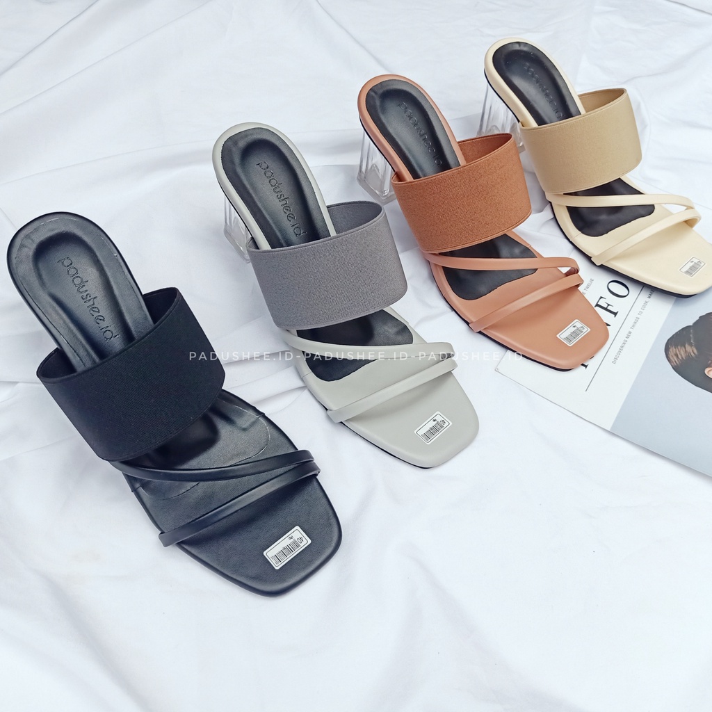 padushee.id - sandal wanita || BRUNELA || heels kaca 7 cm