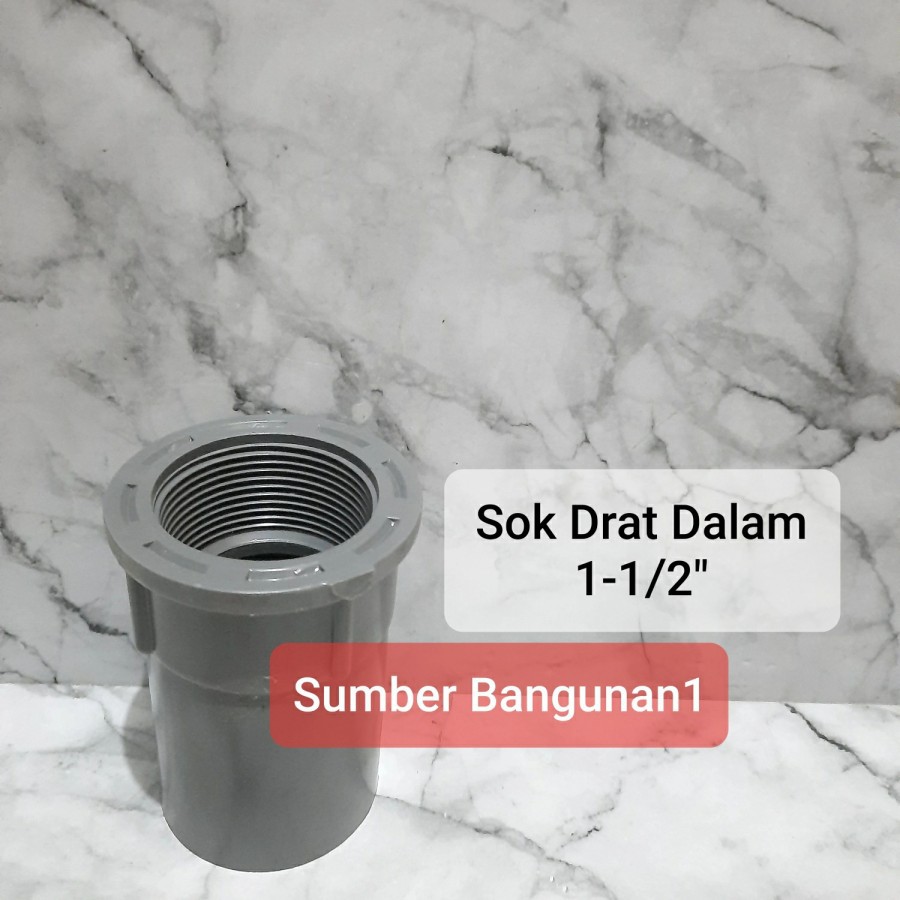 Sok Drat dalam 1-1/2" sambungan pipa pralon afur cuci piring 1.5 inch