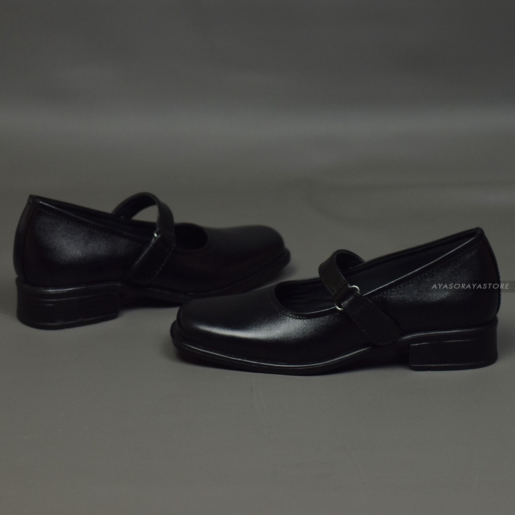 Sepatu Pantofel Sekolah Paskibra Wanita Formal Hak 3 cm Bahan Kulit - Ukuran Jumbo Besar 36 - 41 42 43 44