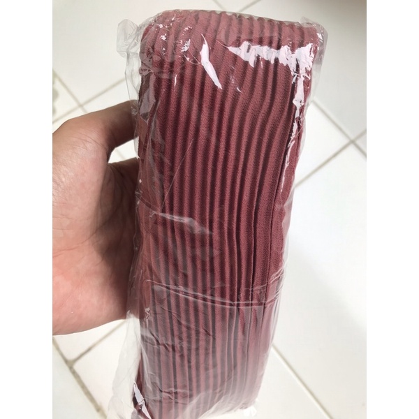 Hijab Pasmina plisket premium / Pasmina Plisket lidi / Pasmina pleated shawl / Pashmina plisket Tanpa Garis Tengah-Rosegold (180x75)