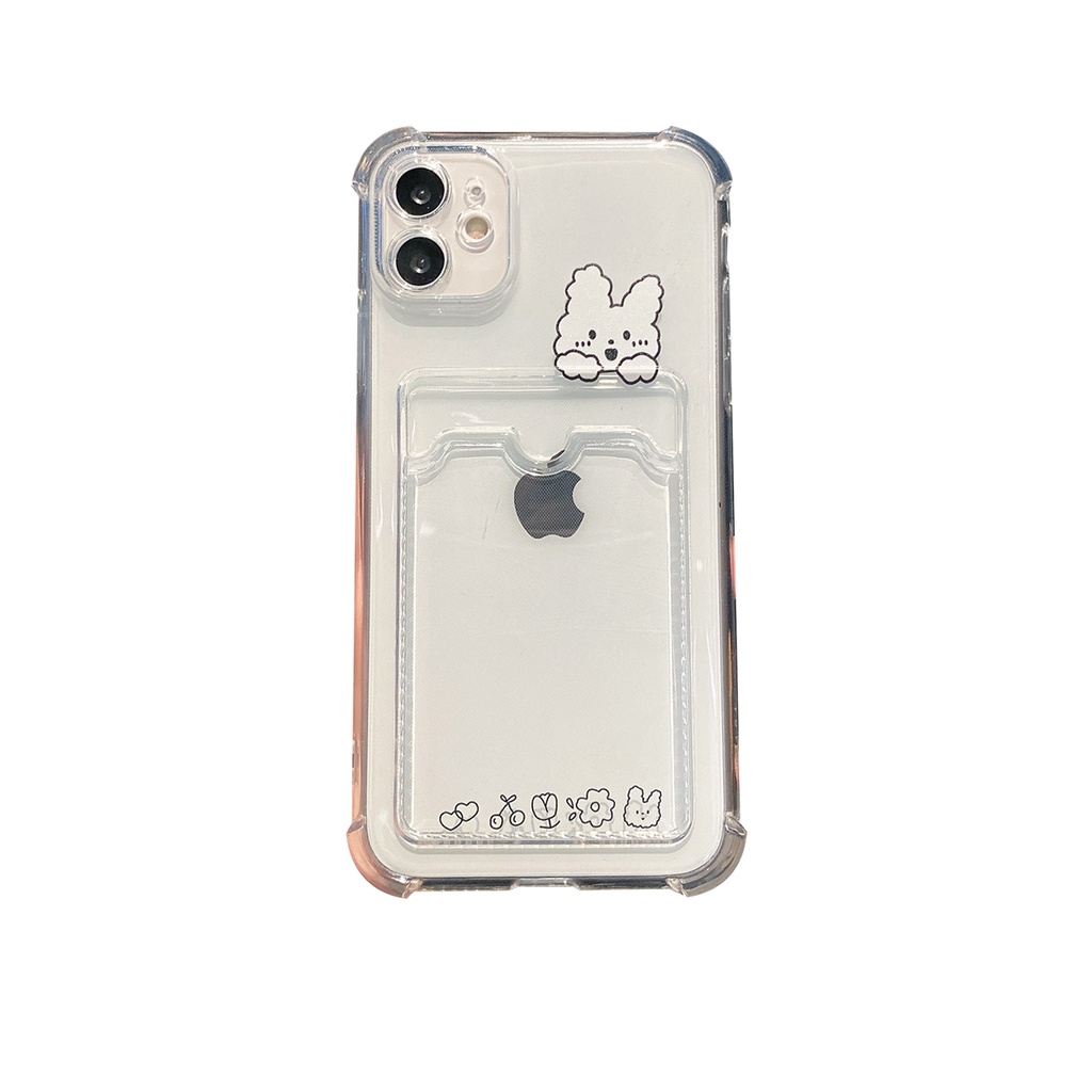 【Card Slot】Soft Iphone Case Cute Rabbit Bear With Card Holder for Iphone 12 12 Pro Max 7plus 11 11 Pro Max XS XS MAX XR 8plus 7 8 Soft Casing Iphone