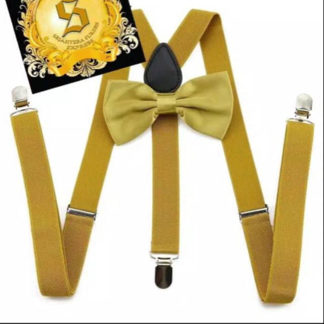 suspender dasi kupu dewasa set suspenders gold emas import