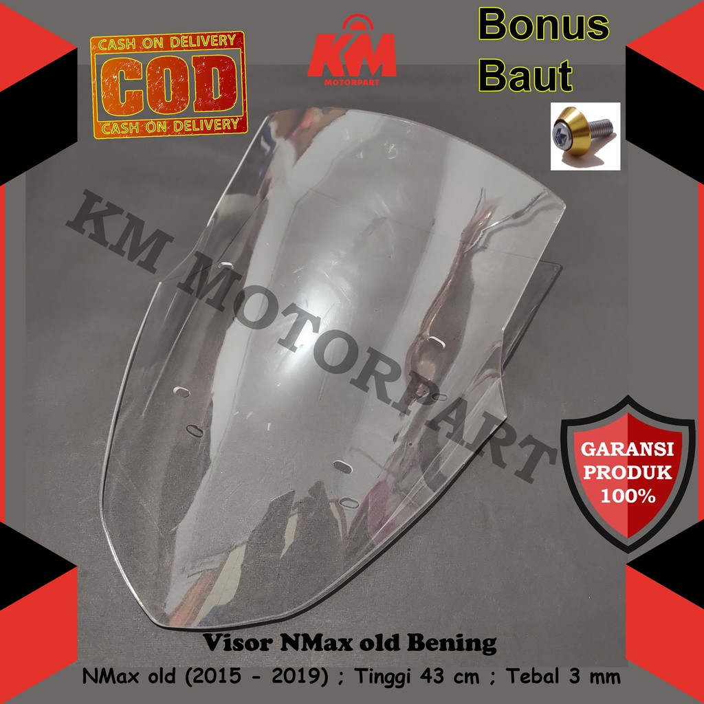 Visor Windshield NMax Lama Old Variasi 2015 2016 2017 2018 2019 Panjang 43 cm Tebal 3 mm N Max