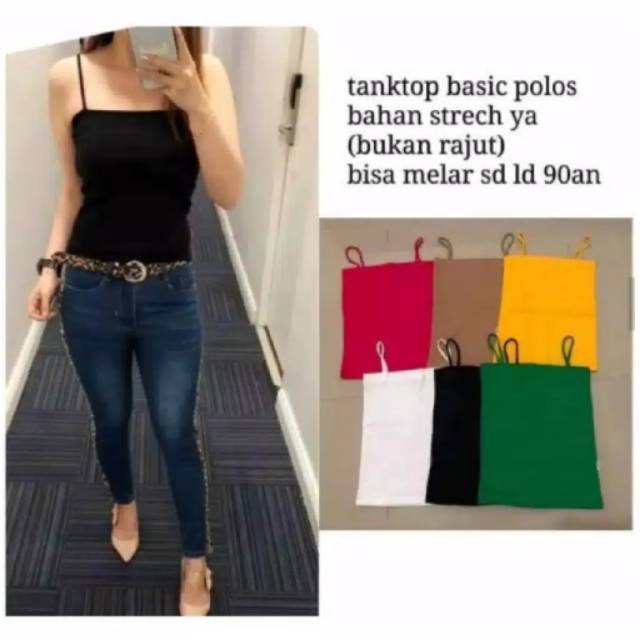 Fourfashion TANKTOP NH08 I TANK TOP CROP TALI POLOS I SINGLET BAHAN SPANDEX UKURAN ALLSIZE FIT L