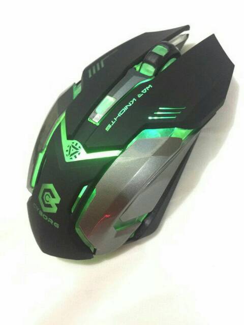 Mouse gaming wireless rechargeable mouse cyborg c1 pakai cas charger wireless