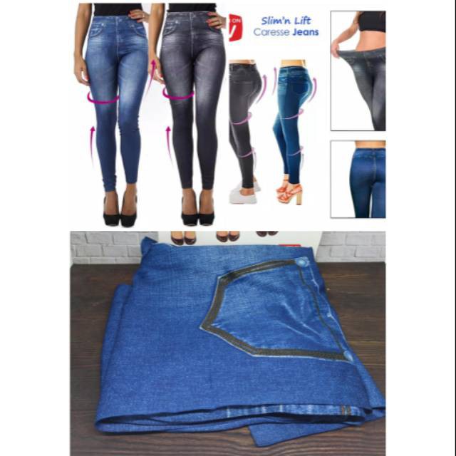 [COD] Legging Jeans Pengecil Paha Betis Kaki Membakar Lemak | Terlihat Ramping dan Trendy Caresse