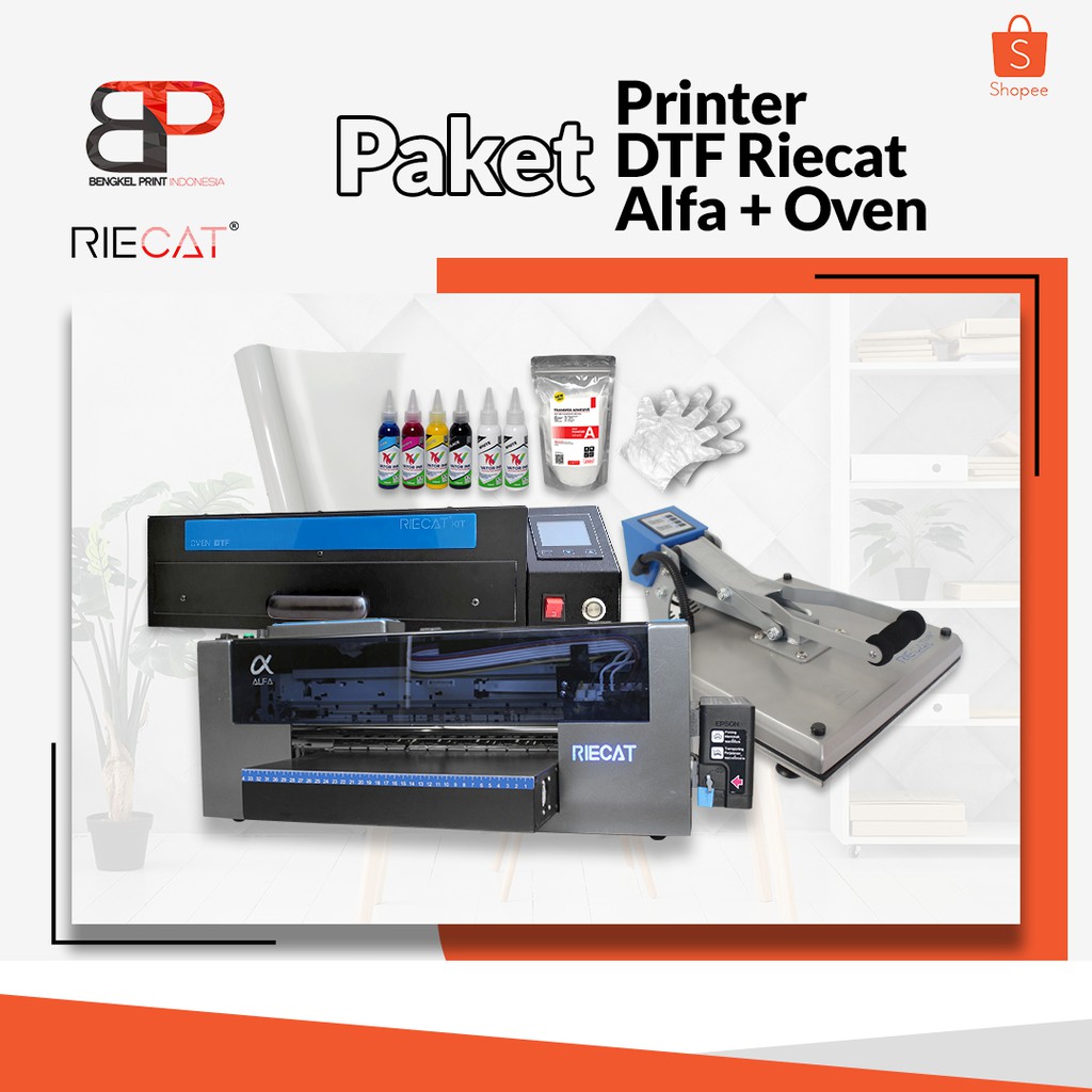 Paket Mesin DTF Riecat Alfa + Mesin Oven | Mesin Cetak Kaos | Printer Transfer Film