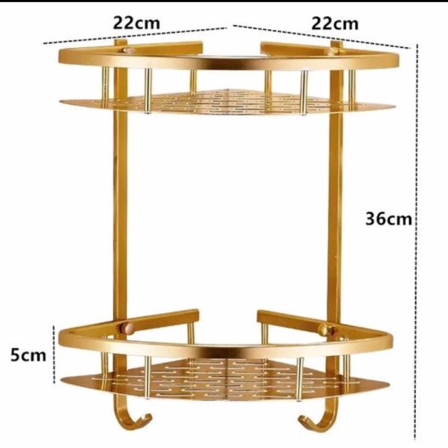 rak sudut 2susun gold almunium rak toilet