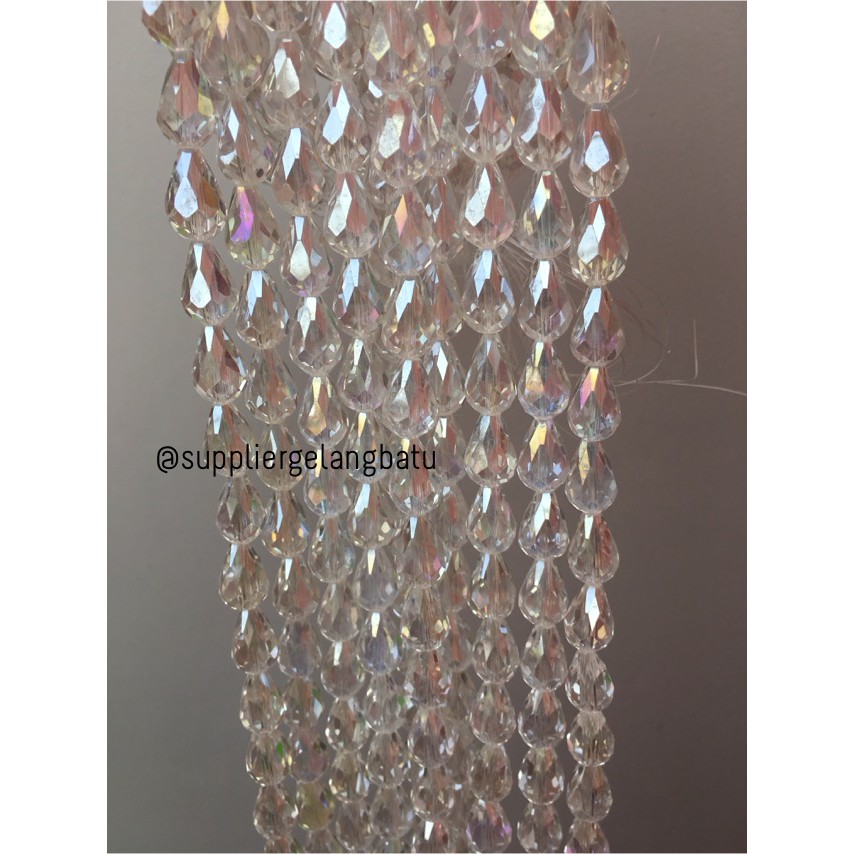 kristal Tetes ceko 15mm x 10mm WHITE QUARTZ putih bening bahan findyka fashion craft fashion diamond