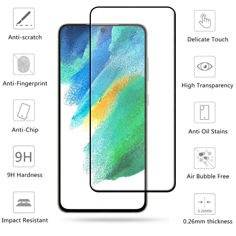 TEMPERED GLASS SAMSUNG GALAXY S21 FE FULL LAYAR 9H ANTI GORES KACA PREMIUM TEMPERGLASS HIGT QUALITY