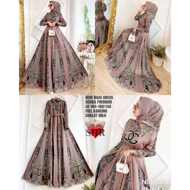 COD !! NEW SHR 100% ORI DRESS MAXI GURAME SCUBA PREMIUM CH BUSUIsyahira-6
