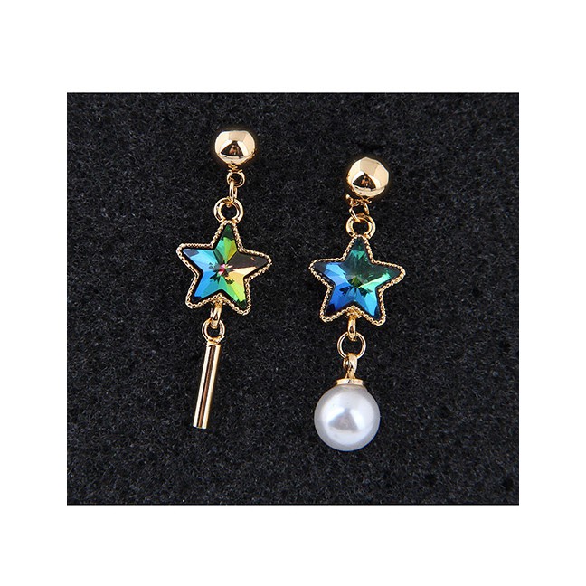 LRC Anting Tusuk Sweet  Color Pearls Decorated Asymmetric Earrings A55119