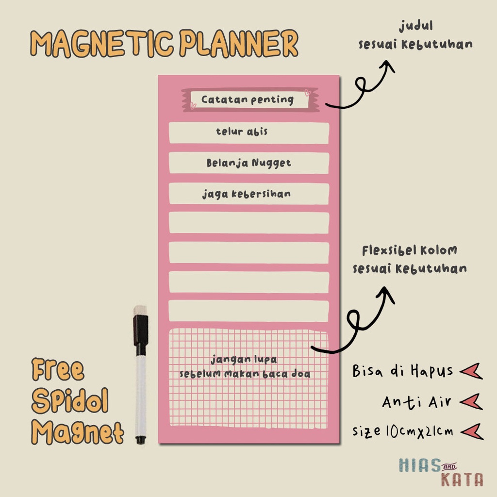 

Baru Planner Board Magnetic Mini Notes Goals Meal To Do List Aestehtic Pink