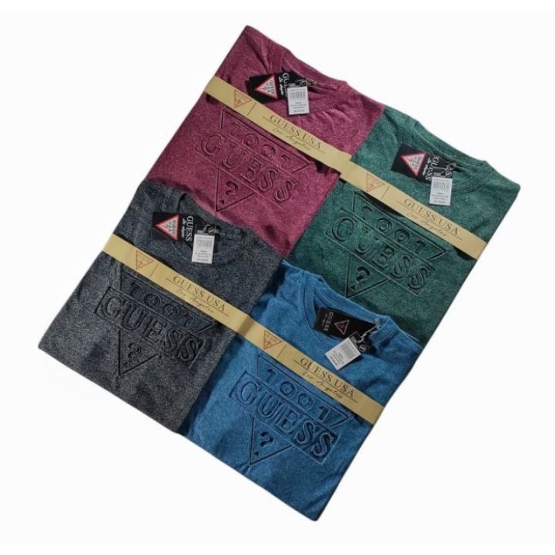 BAJU KAOS PRIA GUESS EMBOSS TSHIRT GUESS TIMBUL KAOS DISTRO ORIGINAL - JUAL KAOS DISTRO HARGA GROSIR