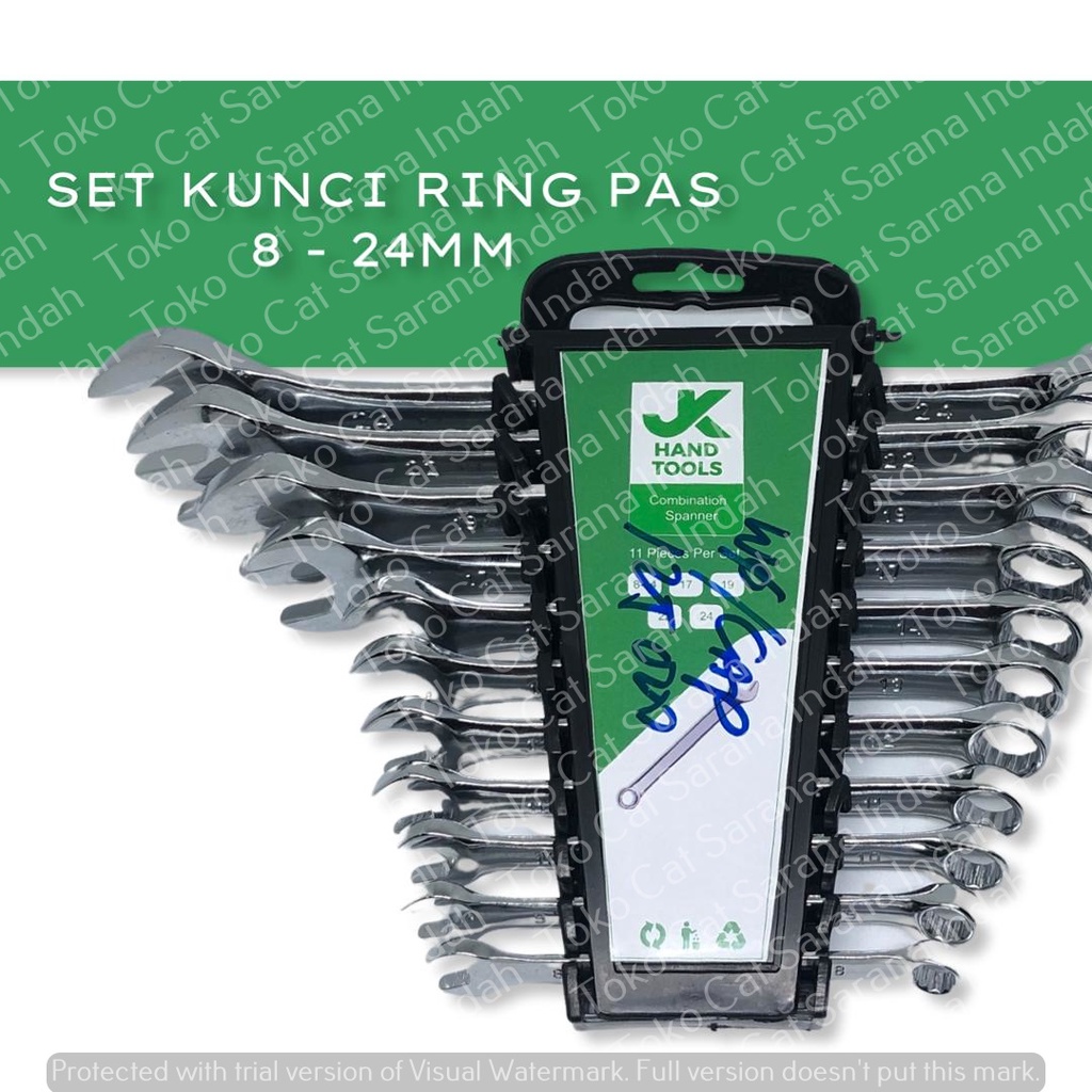 KUNCI RING PAS 1 SET JAYKAY / JK HAND TOOLS 11 PCS ( 8MM - 24MM )